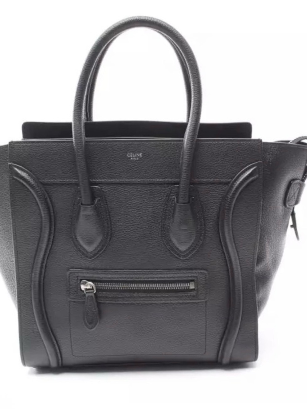 Celine grey Lamb skin Tote with Gold Zip Detail